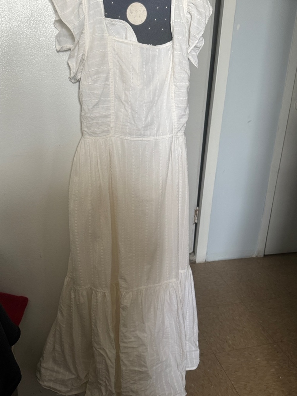 Madewell Ivory/White Ruffled Midi Dress